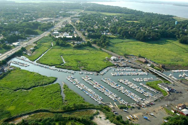 Boats docked at Wagner's Twin Towers Marina